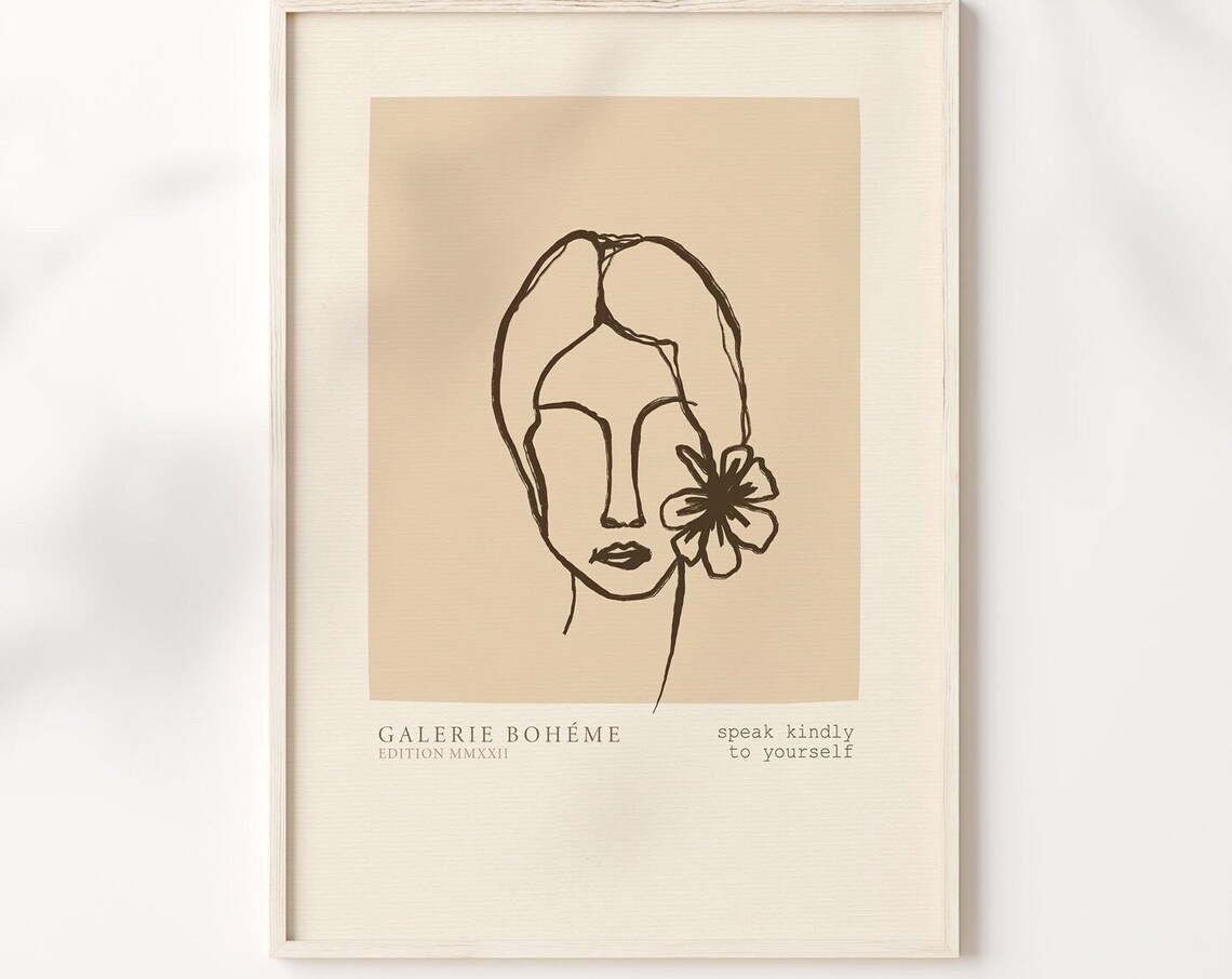 Woman Line Art Print Minimalist Abstract Wall