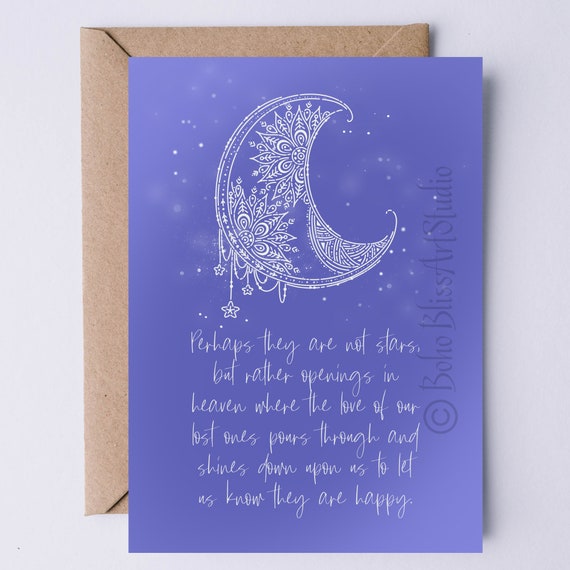Sympathy Card Inuit Proverb Perhaps They Are Not Stars But Rather Openings In Heaven Condolences Card Father Mother Child