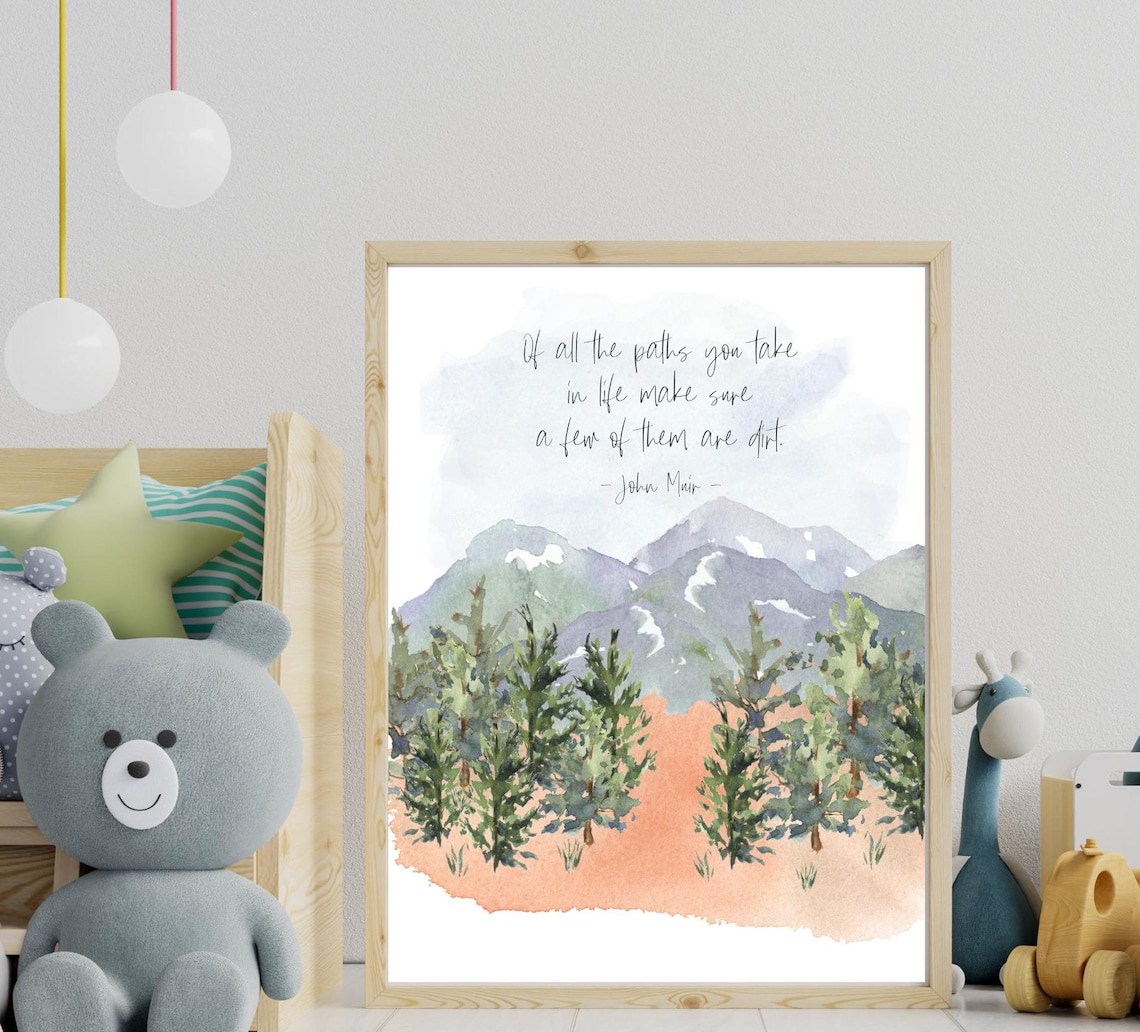 John Muir Quote Art Print, Nature Nursery Decor