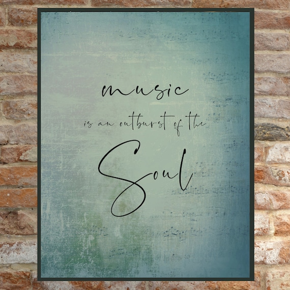 Music Is An Outburst Of The Soul Quote Teal Sheet Music Wall Art