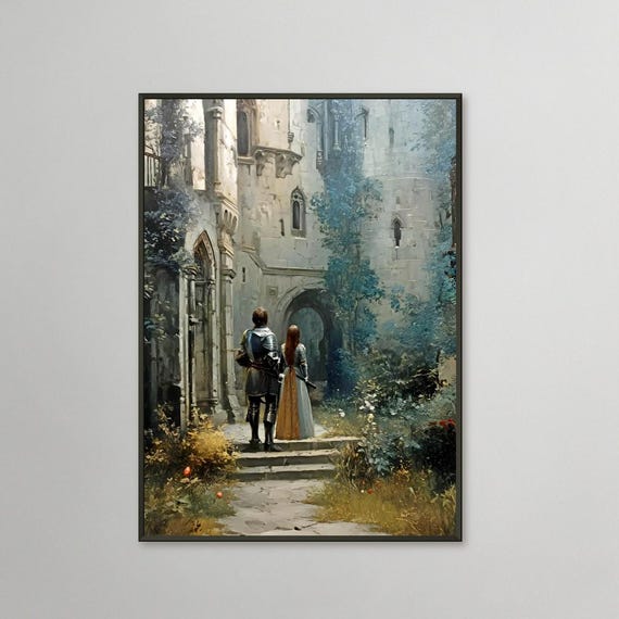 Dark Fantasy Princess Oil Painting Gothic Romance Medieval Knight Art
