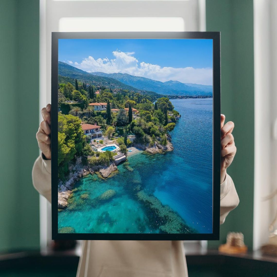 Aerial View Of Mediterranean Coastline Villas And Turquoise Bay Poster - Image 5