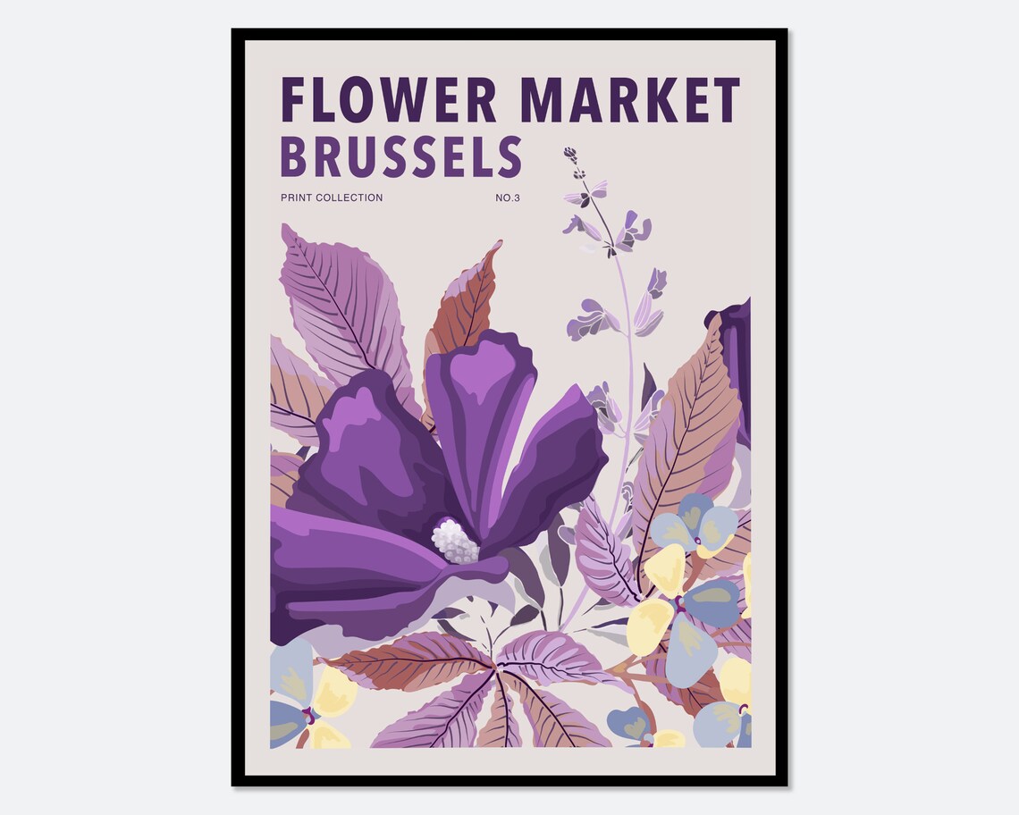 Brussels Flower Market Botanical Art Print