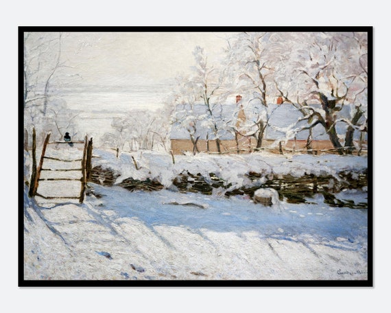 Monet The Magpie Snow Landscape Vintage Art Print
