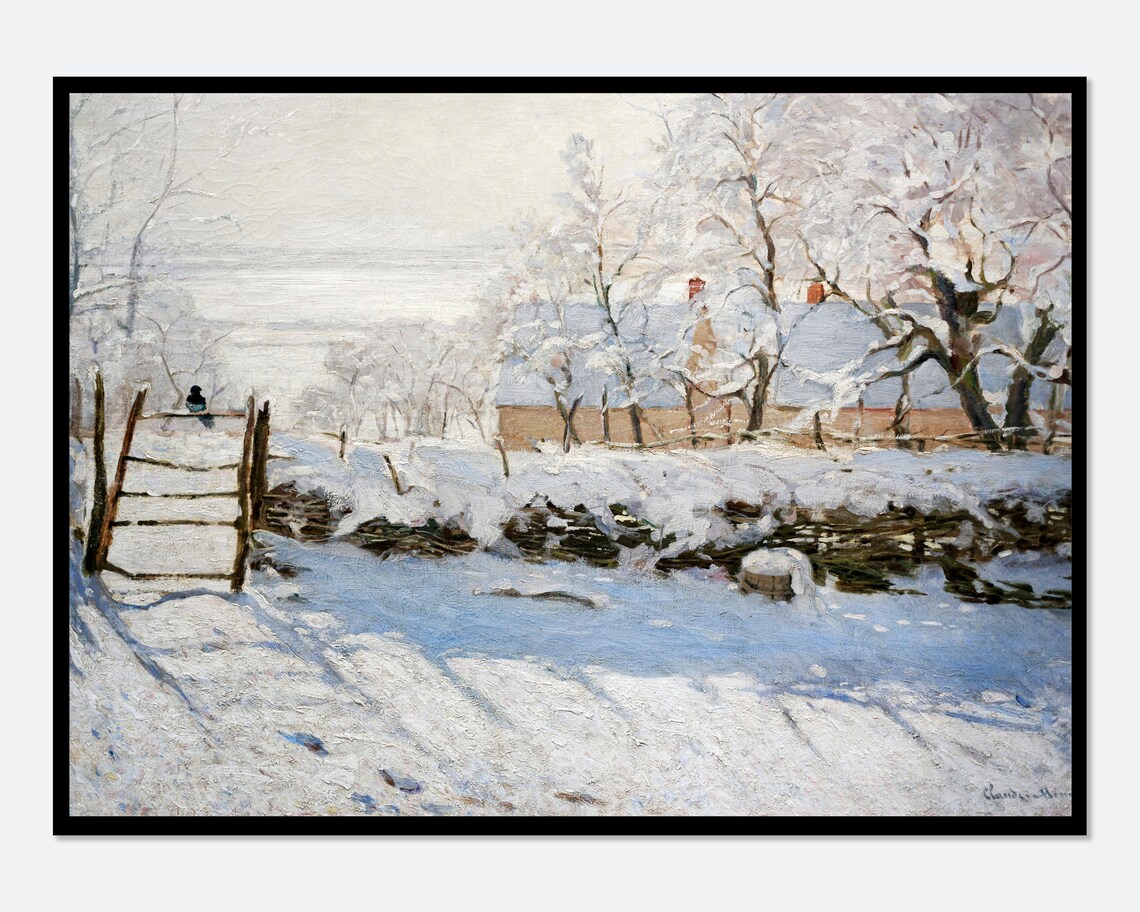 Monet The Magpie Snow Landscape Vintage Art Print