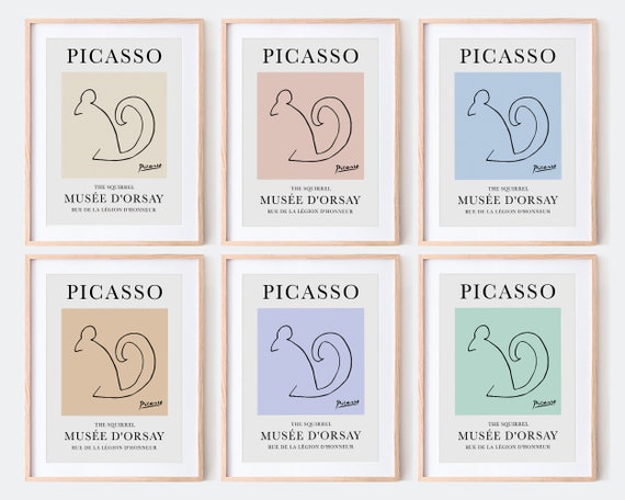 Pablo Picasso Squirrel Sketch Line Drawing Art Print Esquisse Lcureuil Museum Exhibition Vintage Poster Animal Lithograph Pp45