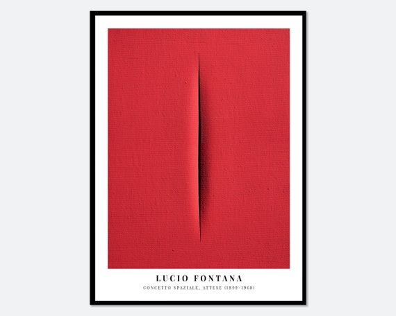 Lucio Fontana Red Cut Exhibition Poster Concetto Spaziale Spatialism Colorful Art Print Lucio Fontana Print Lucio Fontana Painting Lf01