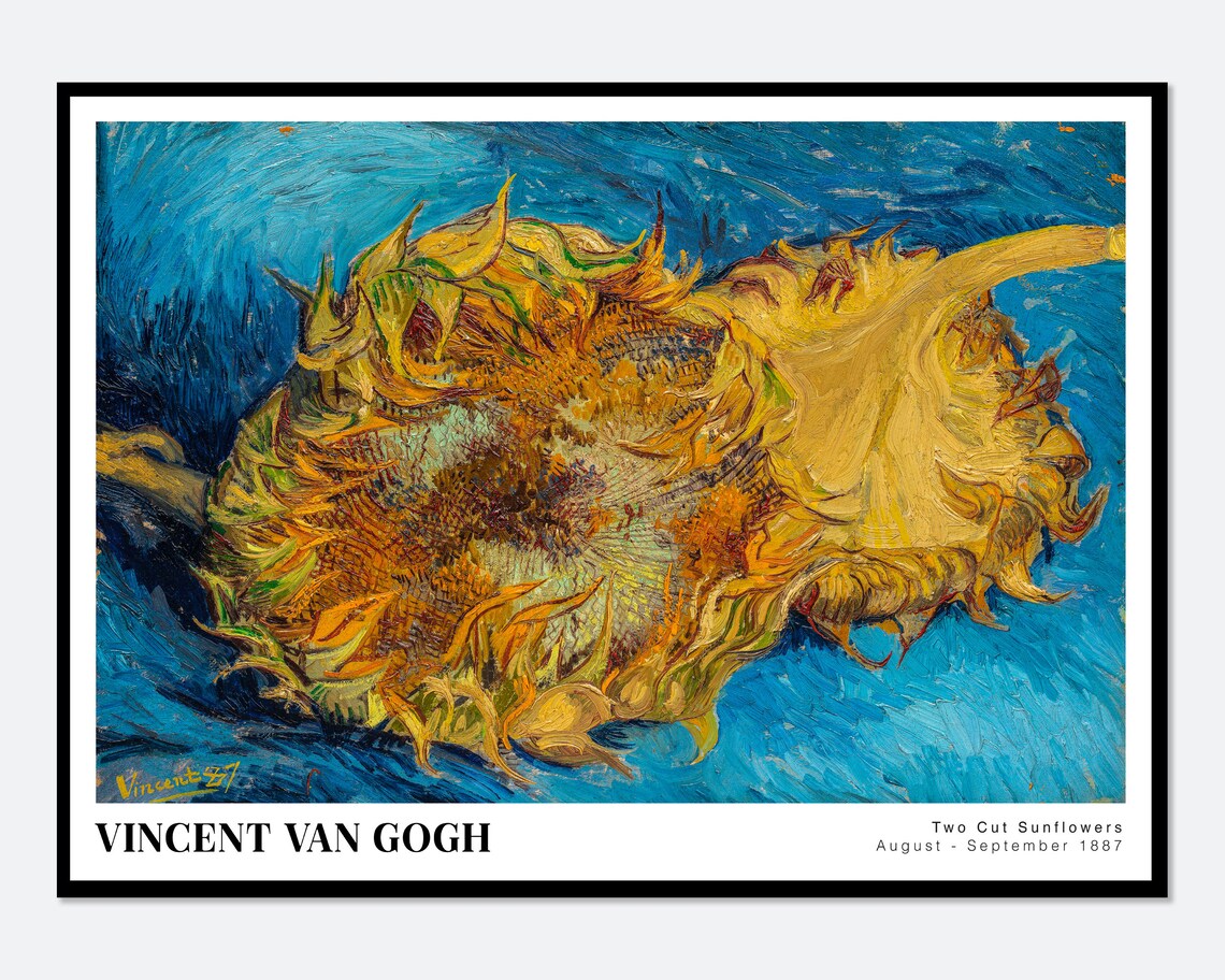 Van Gogh Two Cut Sunflowers 1887 Vintage Art Print