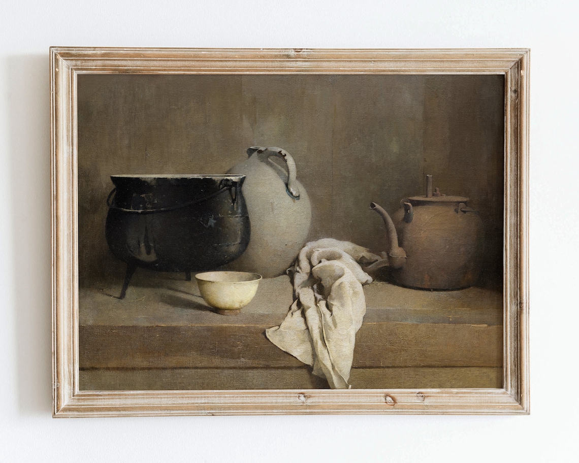 European Vintage Farmhouse Kitchen Still Life Art Print