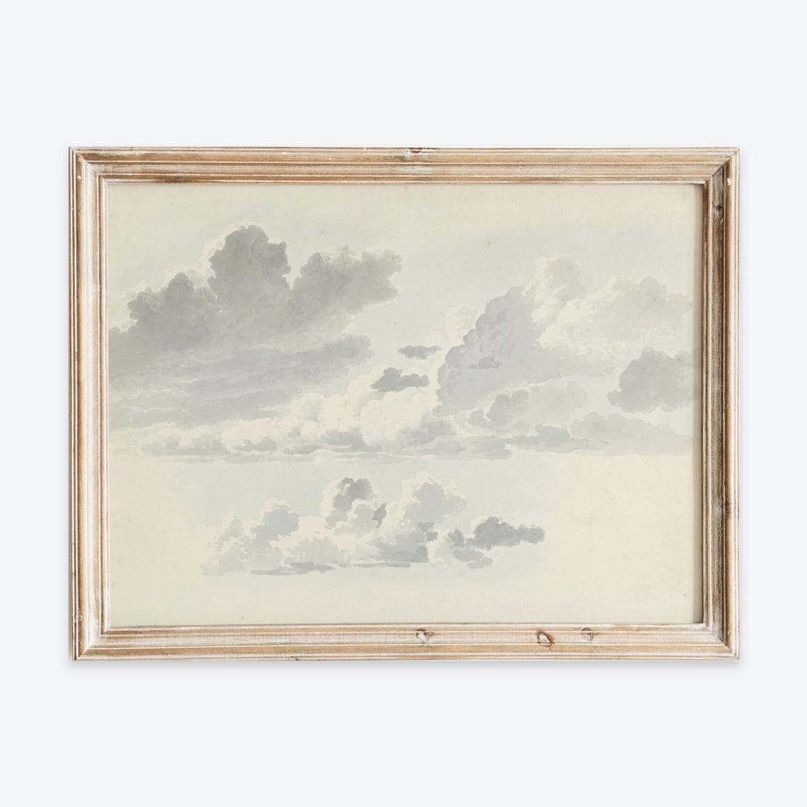 Vintage Neutral Cloud Study Soft Gray Sky Oil Painting Poster
