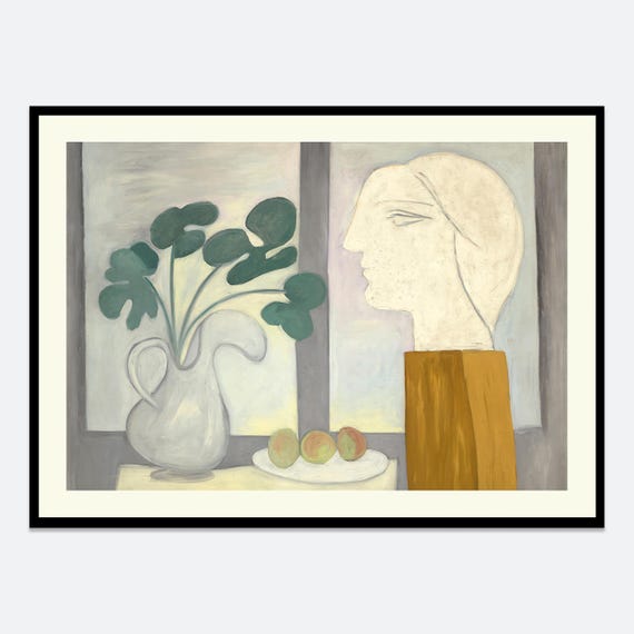 Pablo Picasso Still Life By Window Abstract Woman Face Portrait Cubism Painting Vintage Poster Wall Art Print Famous Artwork Pp50