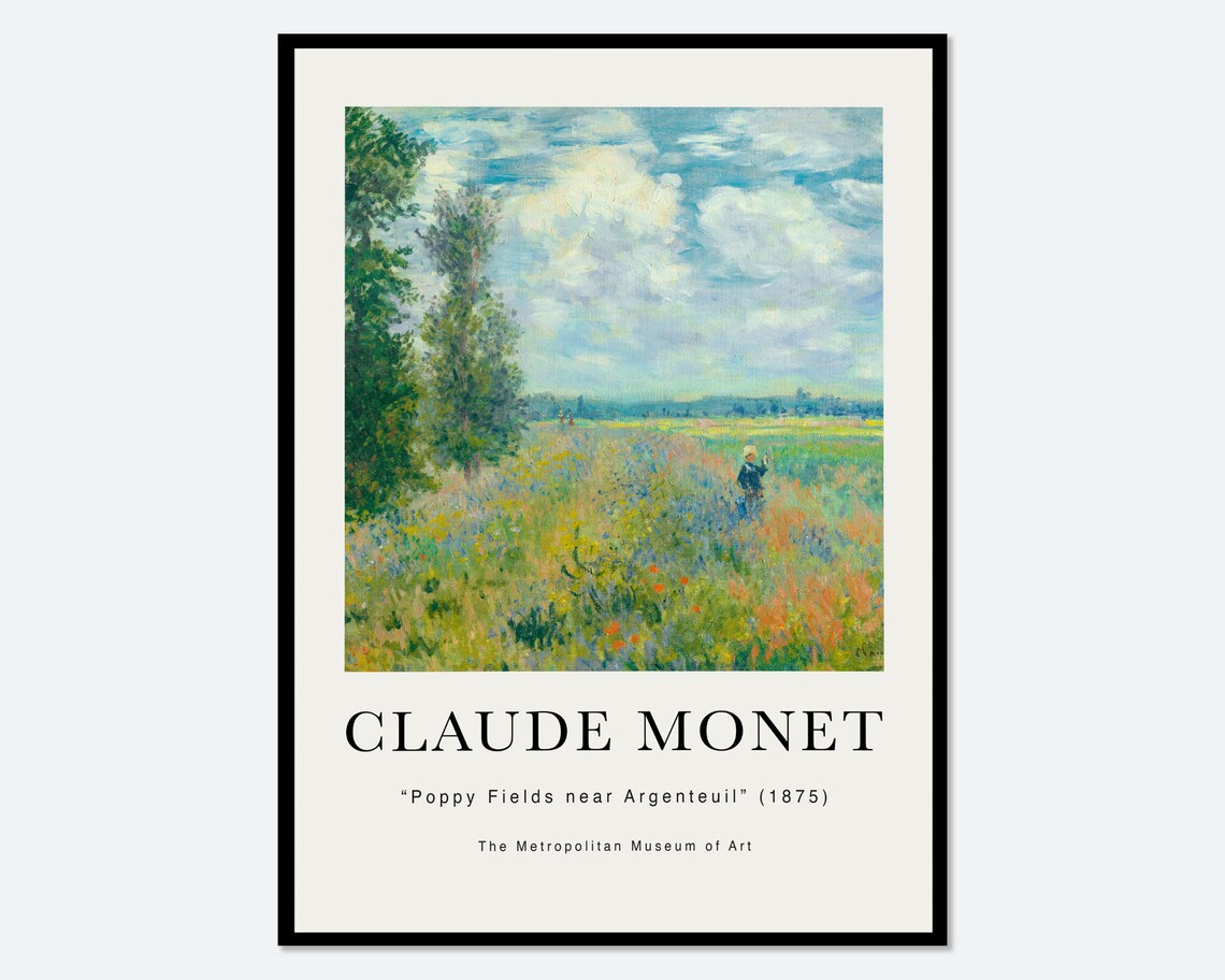 Monet Poppy Fields Near Argenteuil Vintage Art Print