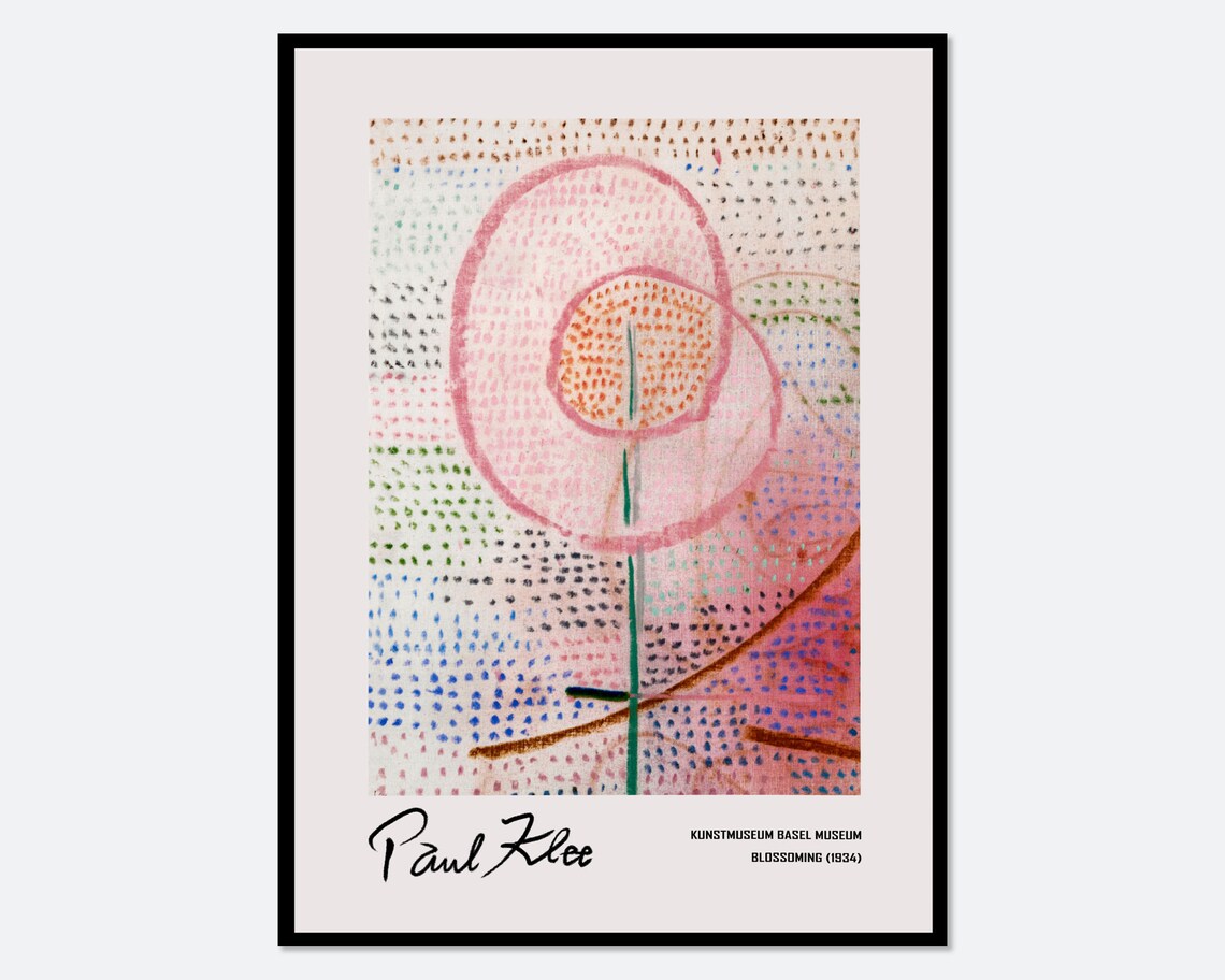 Paul Klee Blossoming 1934 Vintage Poster, Abstract Floral