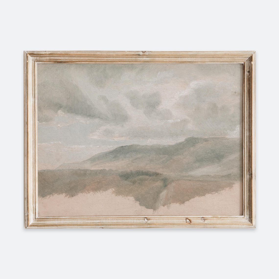 Rustic Vintage European Neutral Cloud Sky Oil Painting Wall Art Print Muted Landscape Poster Country Antique Moody Farmhouse Vp203