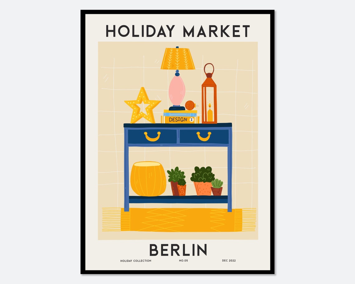 Holiday Market Berlin Blue Console Table Decor Holiday Art Poster