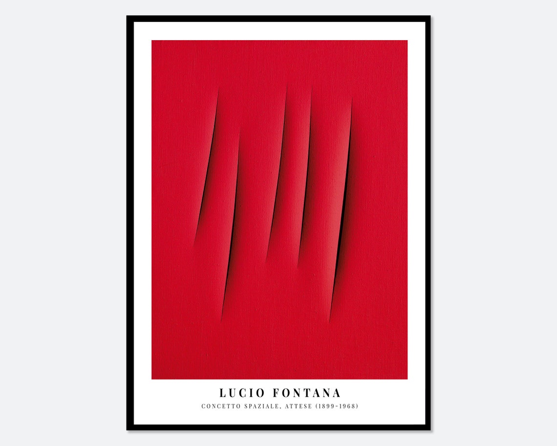 Lucio Fontana Red Slashed Canvas Four Cuts Abstract Art Poster
