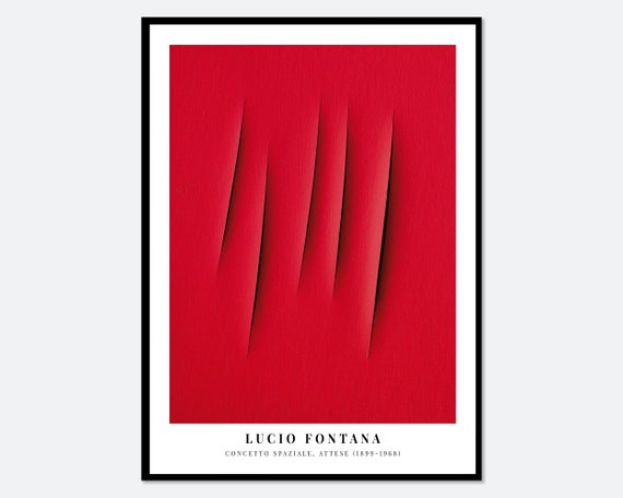 Lucio Fontana Red Cuts Exhibition Poster Concetto Spaziale Spatialism Colorful Art Print Lucio Fontana Print Lucio Fontana Painting Lf08