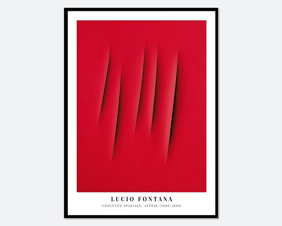 Lucio Fontana Red Slashed Canvas Four Cuts Abstract Art Poster