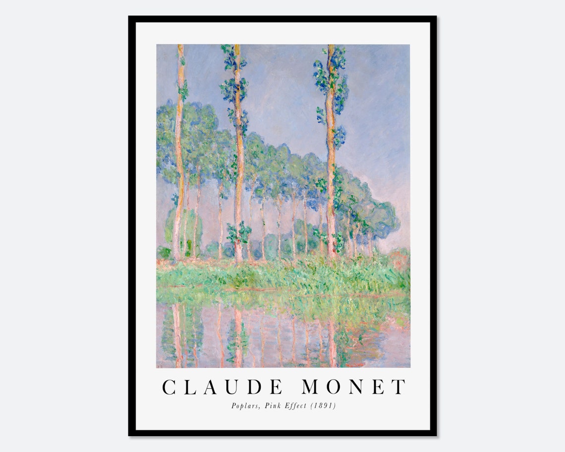 Claude Monet Poplars Pink Effect 1891 Impressionist Art Poster