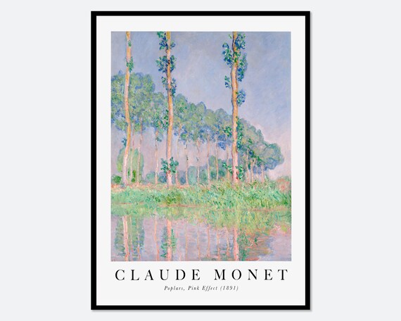 Monet Poplars Pink Effect 1891 Vintage Exhibition Poster Wall Art Print Claude Monet Print Famous Lake Painting Retro Wall Decor N70