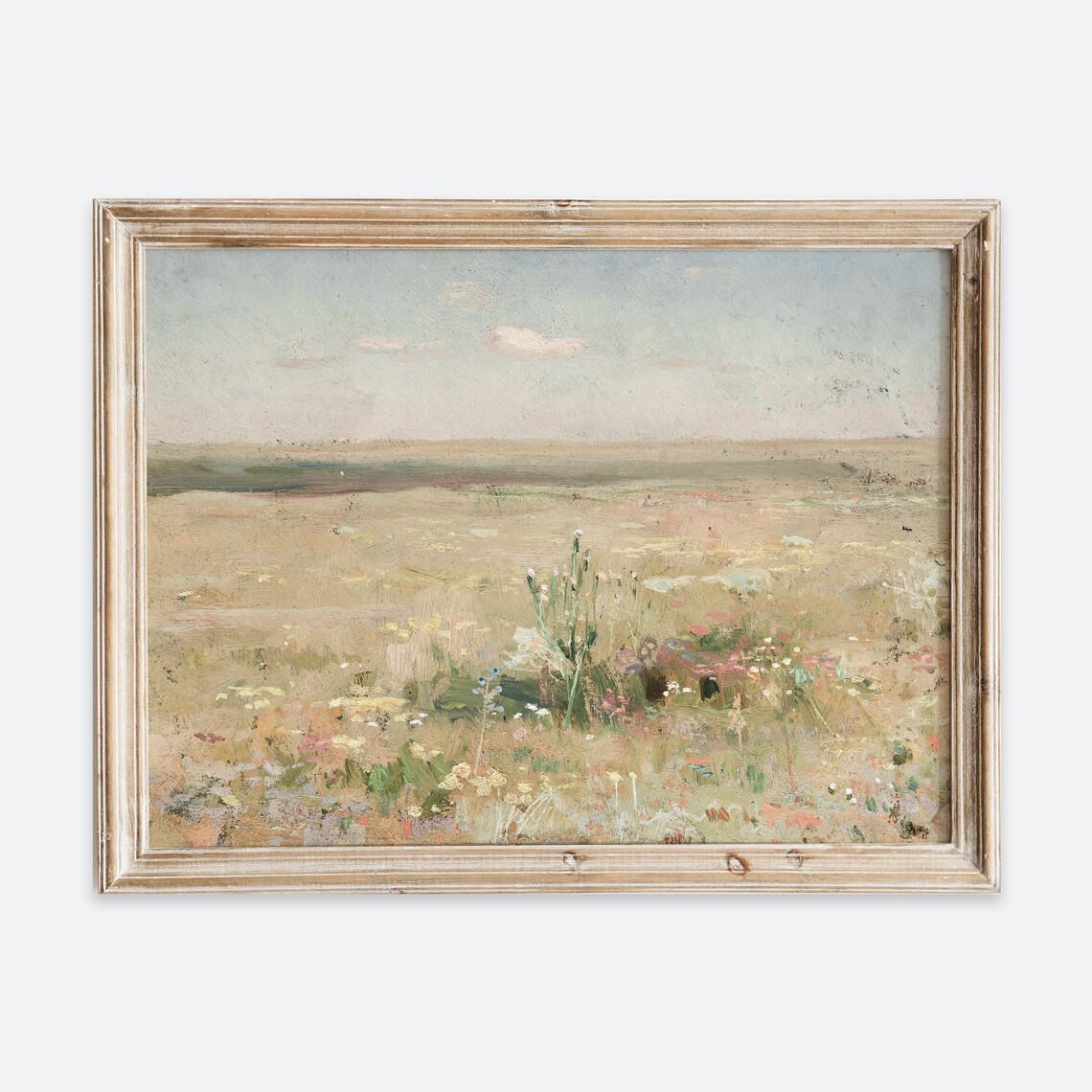 Spring Wildflower Meadow Field Soft Pastel Vintage Floral Landscape Poster