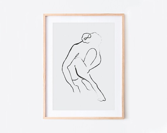 Minimalist One Line Figure Body Drawing Modern Abstract Art Poster