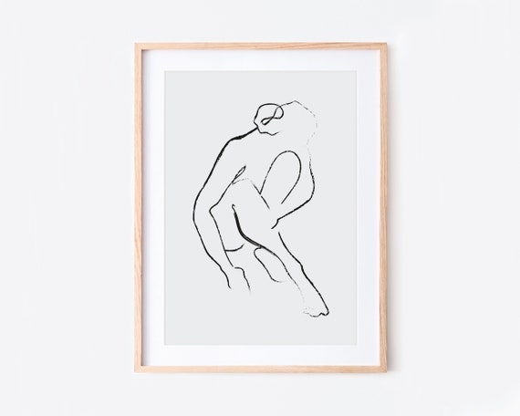 One Line Body Figure Art Print Single Drawing Minimalist Boho Silhouette Modern Poster Ab25