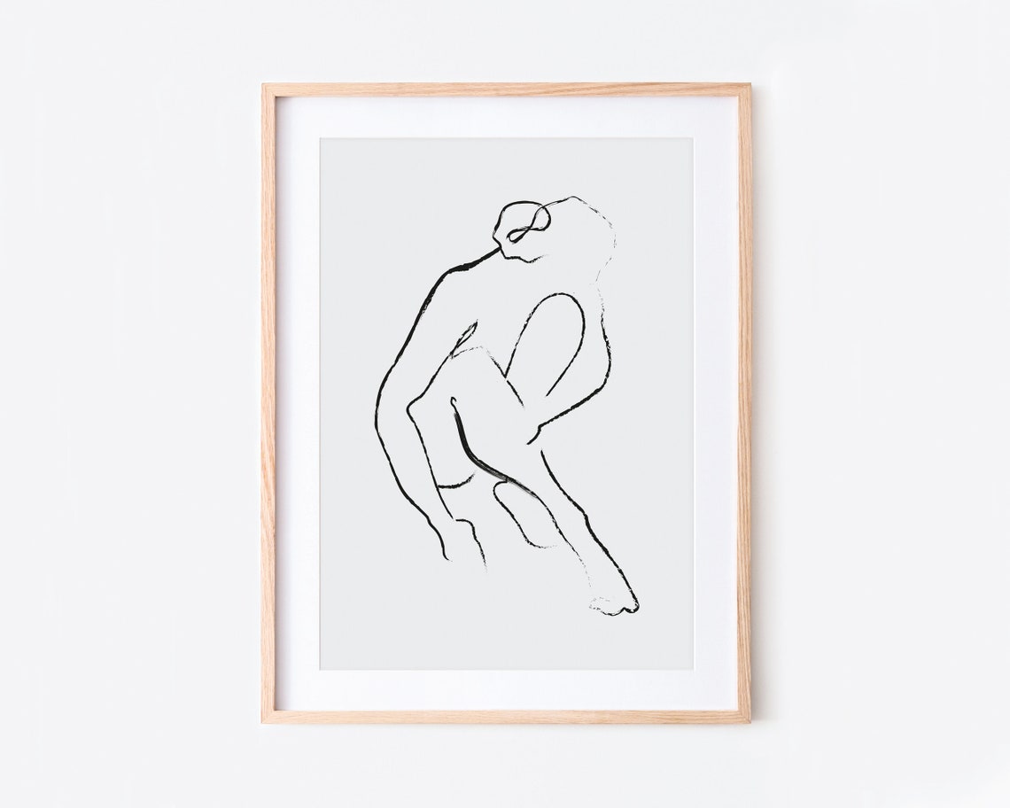 Minimalist One Line Figure Body Drawing Modern Abstract Art Poster