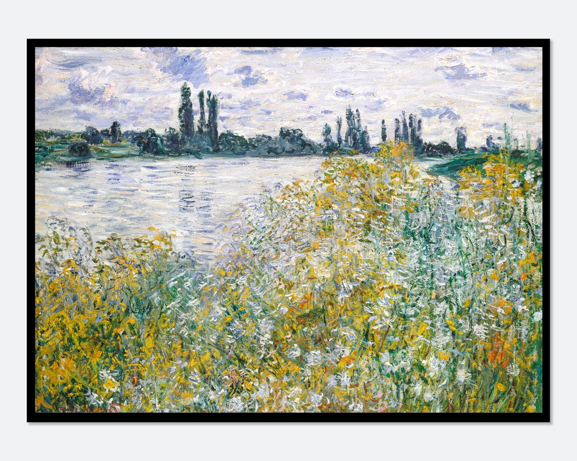 Monet Isle Of Flowers On Siene Near Vetheuil Vintage Exhibition Poster Art Print Claude Monet Print Monet Poster Monet Painting N46b