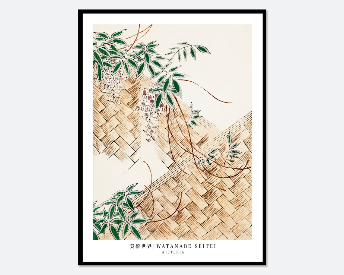 Watanabe Seitei Wisteria Illustration, Vintage Poster