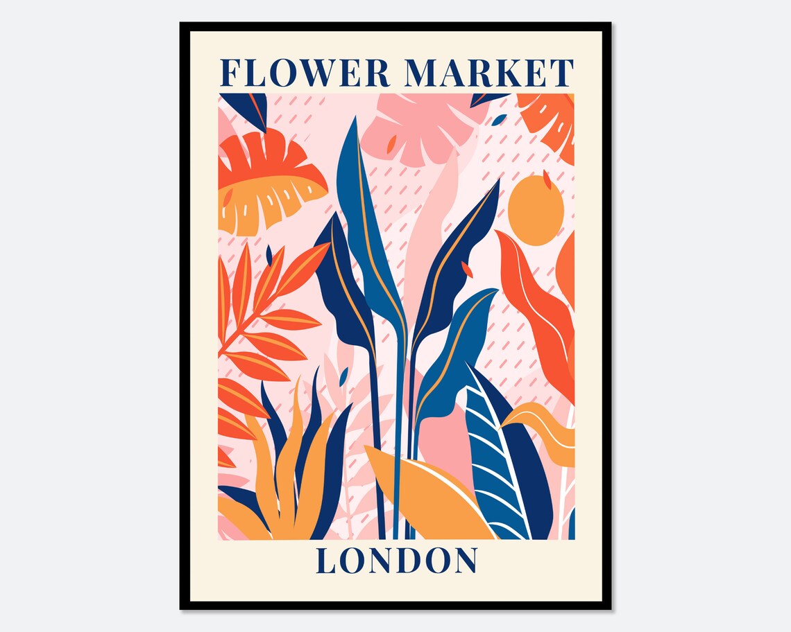 Flower Market London Botanical Art Print, Spring Floral