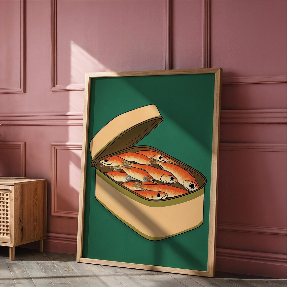 Open Tin of Sardines Retro Kitchen Food Illustration Poster Art - Image 5