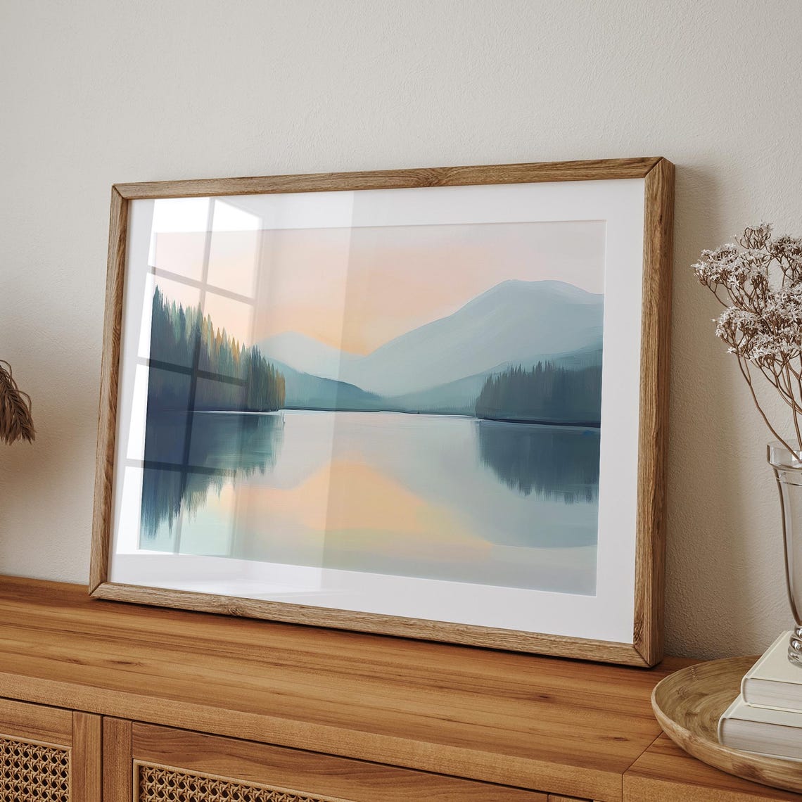 Misty Blue Mountain Lake At Dawn With Pine Forest Scenery Poster - Image 3