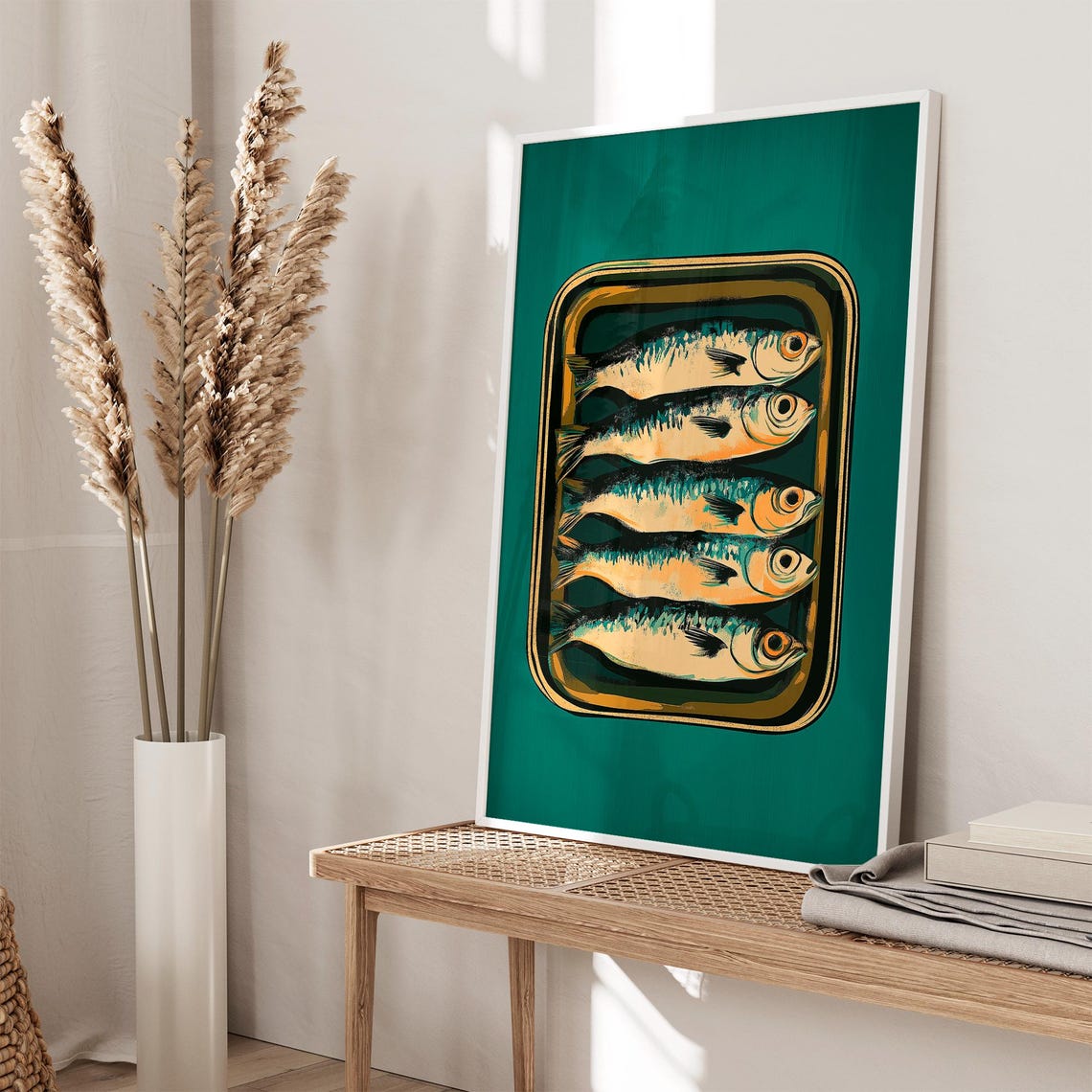 Sardine Tin Can Retro Kitchen Still Life Coastal Food Art Poster - Image 2