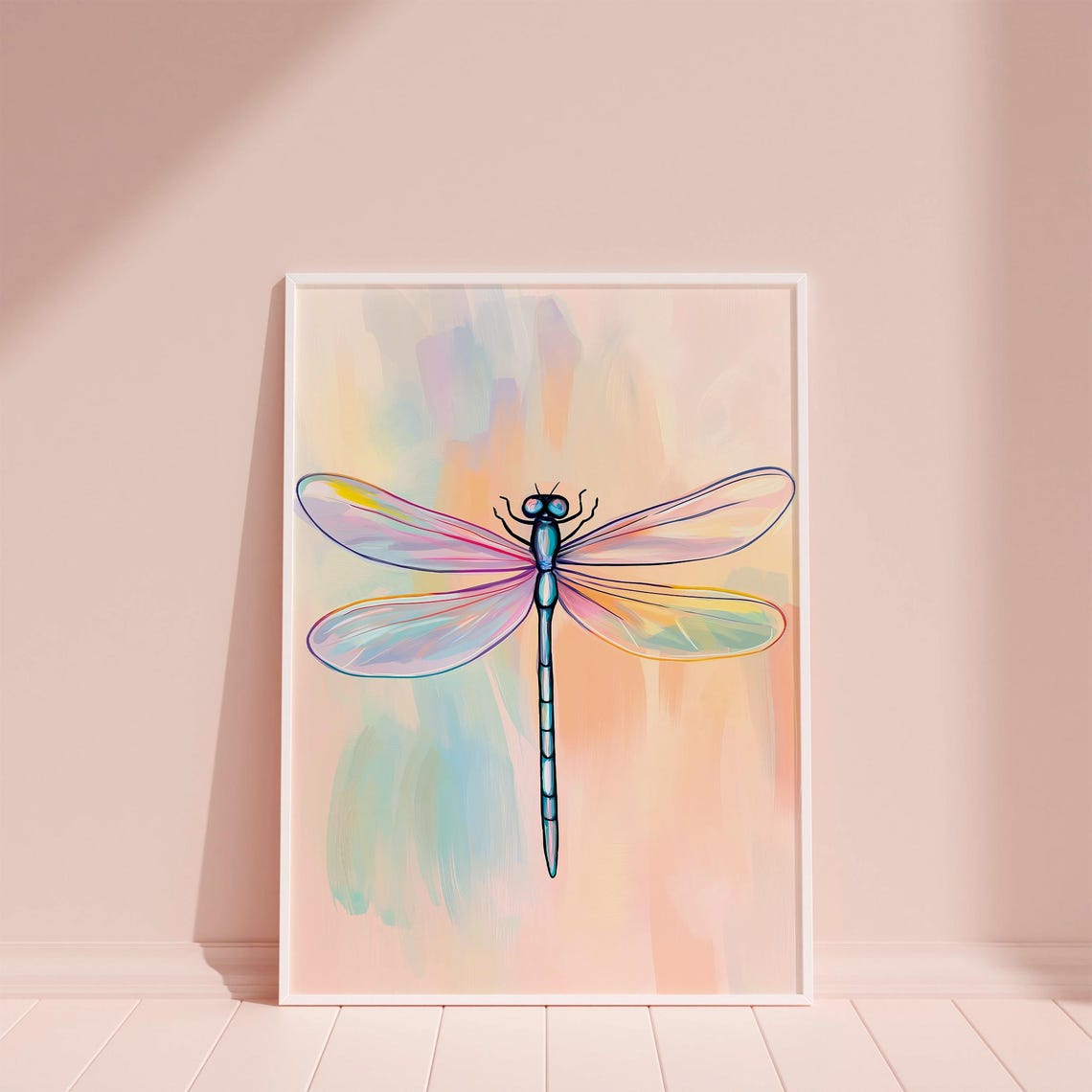 Rainbow Dragonfly With Iridescent Wings Pastel Insect Decor Poster - Image 6