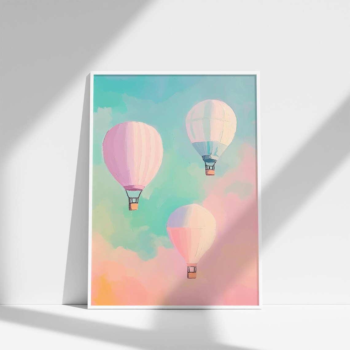 Pastel Hot Air Balloons Magical Kids Playroom Colorful Girls Room Poster Whimsical Playroom Art Girly Pastel - Image 3