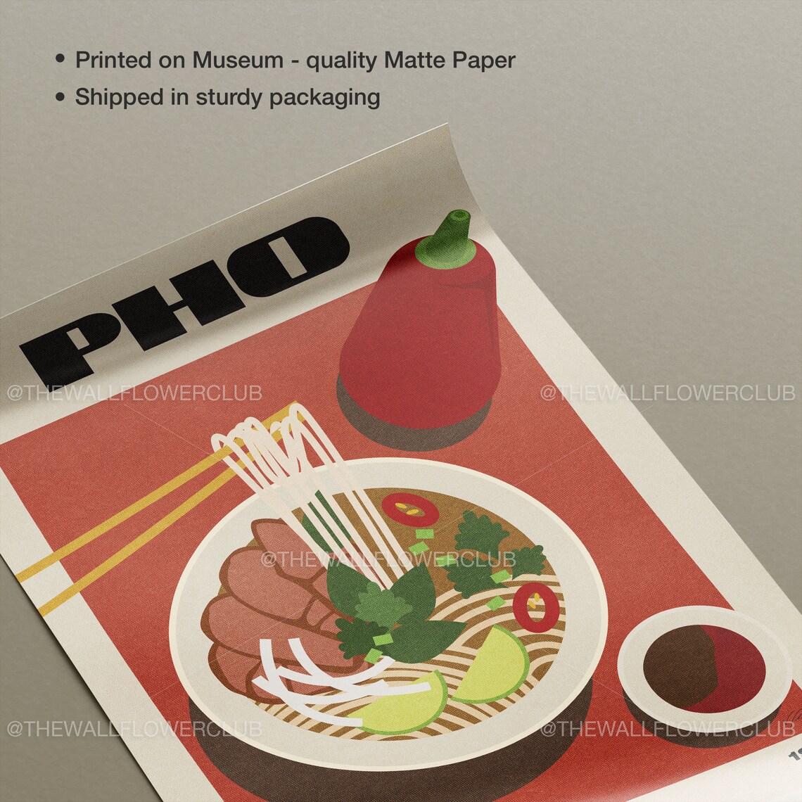 Pho Minimalist Mid-Century Modern Kitchen Art Print - Image 2