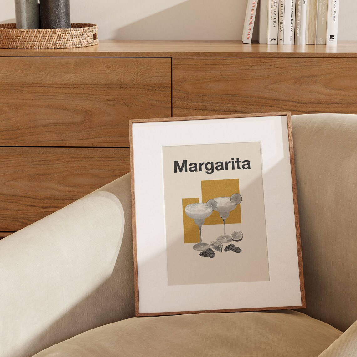 Margarita Cocktail Two Glasses Lime Art Deco Bar Decor Poster - Image 2