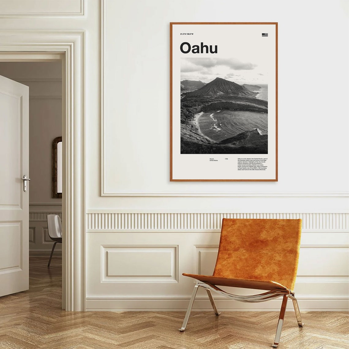 Oahu Hawaii Black And White Island Photo Minimalist Travel Poster - Image 3