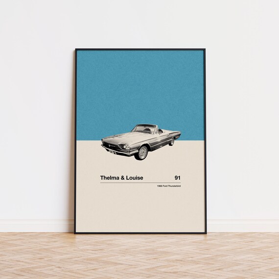 Thelma & Louise 1966 Ford Thunderbird Convertible Car Movie Art Poster