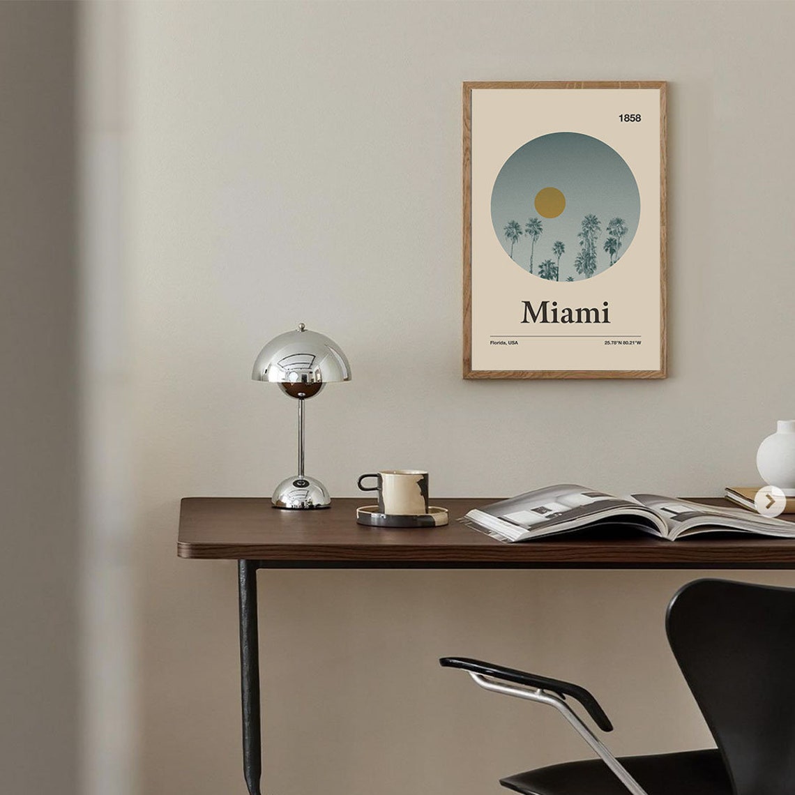 Miami Florida 1858 Palm Trees Sun Mid Century Minimalist Poster - Image 4