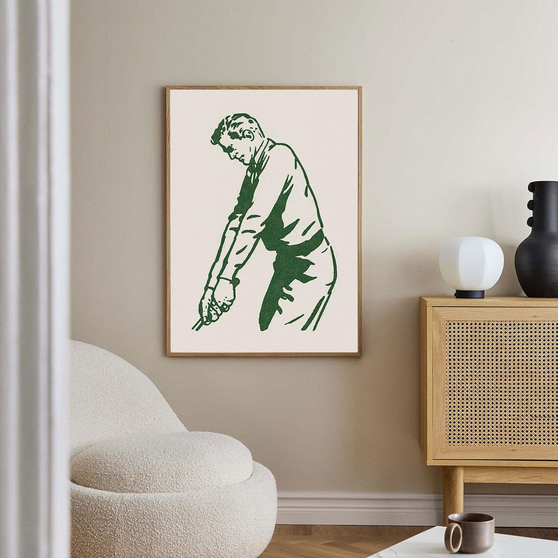 Vintage Golfer Putting Illustrated Mid Century Modern Sports Poster - Image 2