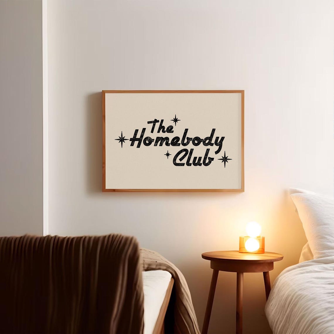 The Homebody Club Black Retro Script Quote Typography Art Poster - Image 4
