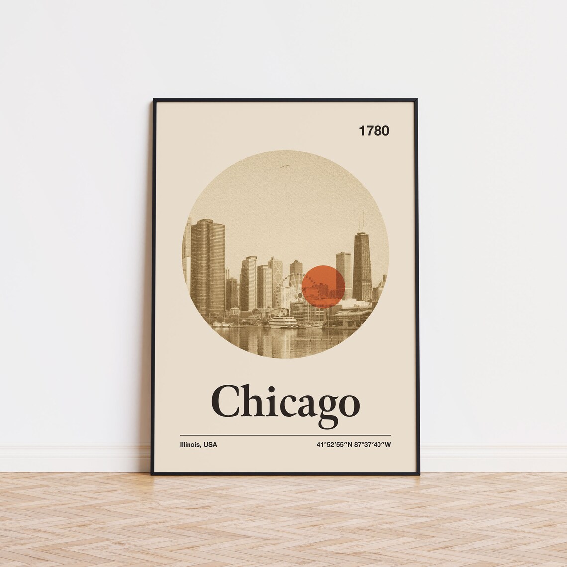 Chicago City Poster, Mid-Century Travel Poster