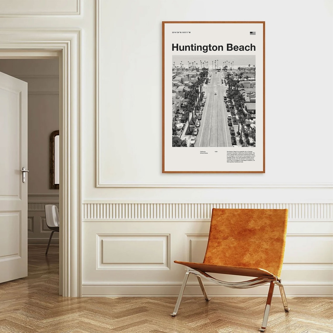 Huntington Beach California Aerial Street Travel Art Wall Poster - Image 4