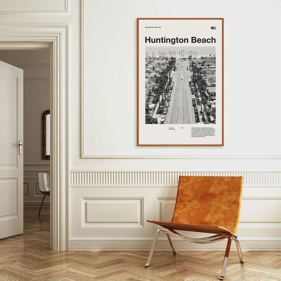 Huntington Beach City Art Print Huntington Beach Poster Huntington Beach Wall Art Mid Century Poster Travel Print Art California - Image 4