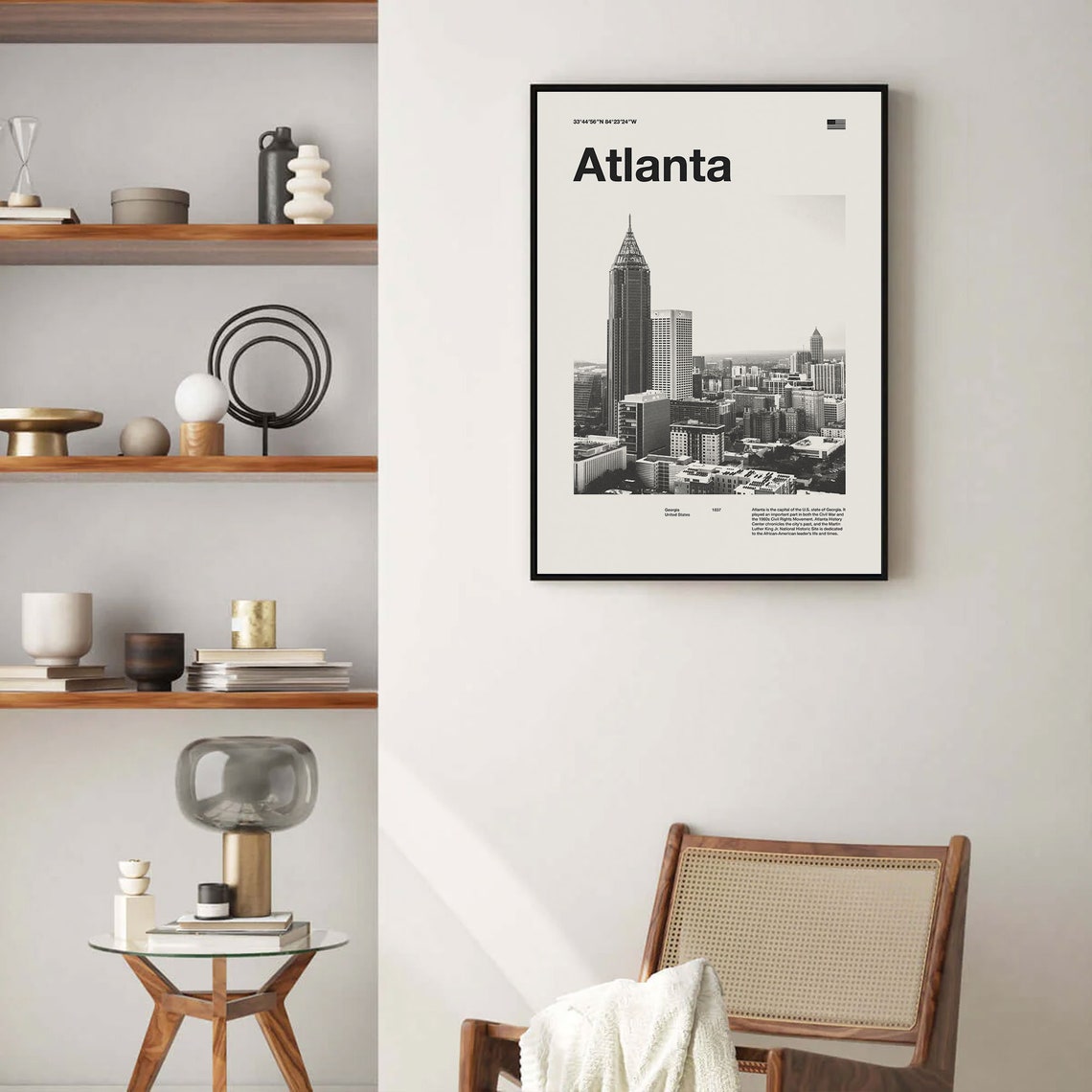 Atlanta Art Print Atlanta Poster Atlanta Wall Art Mid Century Poster Travel Print Art Georgia Vintage Poster - Image 2
