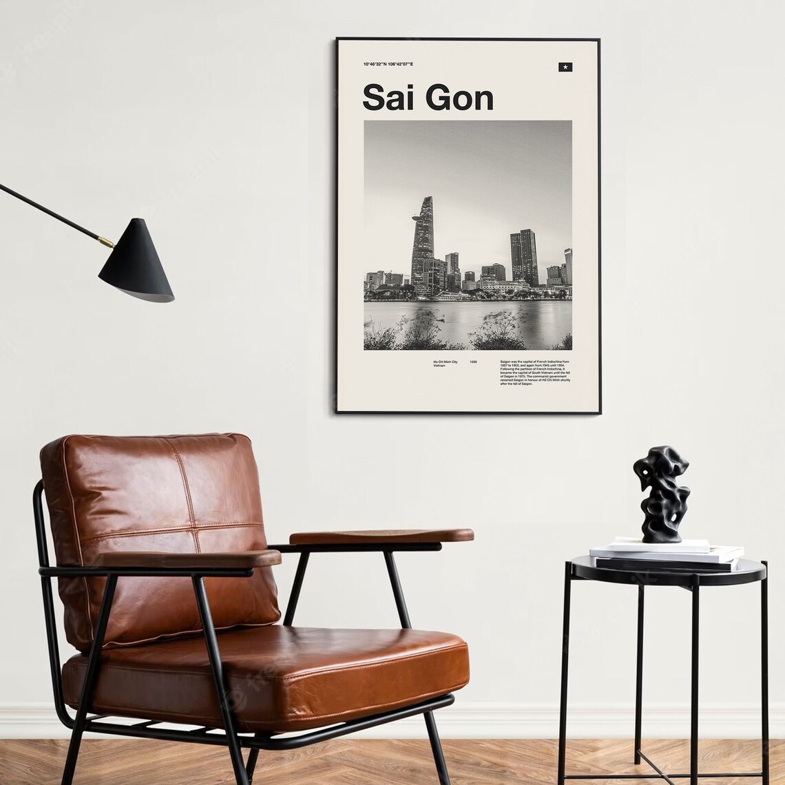 Sai Gon Ho Chi Minh City Skyline Black and White Photo Poster - Image 4