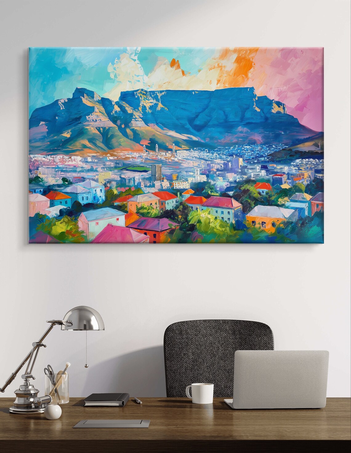 Cape Town Table Mountain and Colorful Cityscape Vibrant Travel Poster - Image 6