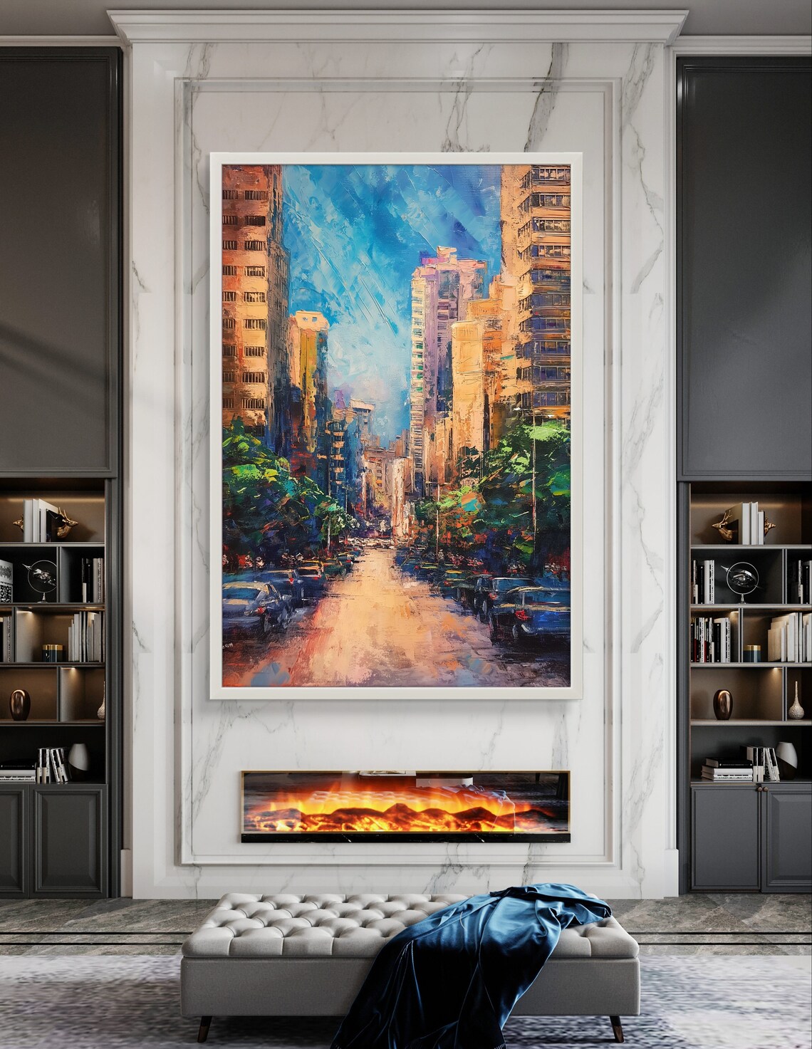 Beirut Lebanon Street Canyon Buildings Blue Sky Cityscape Art Poster - Image 2